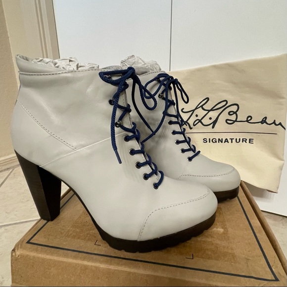 L.L.Bean Birch Ankle Boot, 11, Lace Up, New Never Worn, Grey w Navy or Tan Laces - Picture 4 of 12